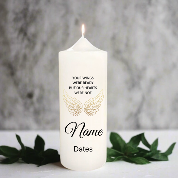 White-belltop-candle-7x18cm-your wings were ready-customise