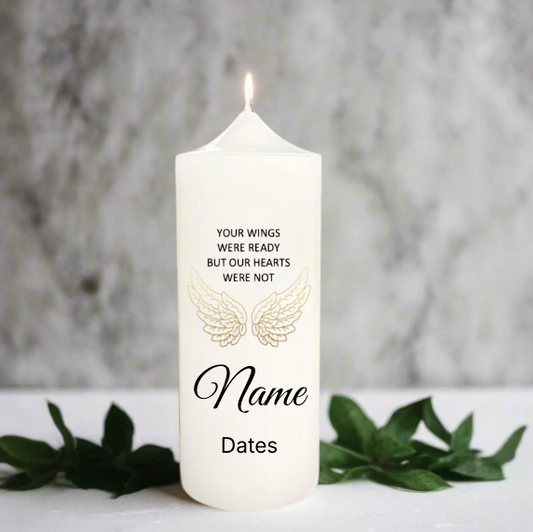 White-belltop-candle-7x18cm-your wings were ready-customise