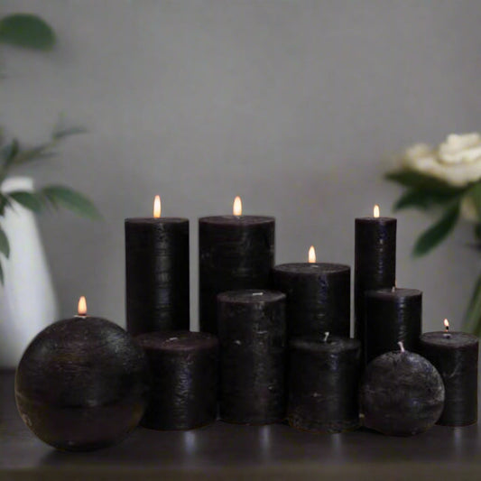 Long-burning, non-drip rustic Denga best quality candles in black