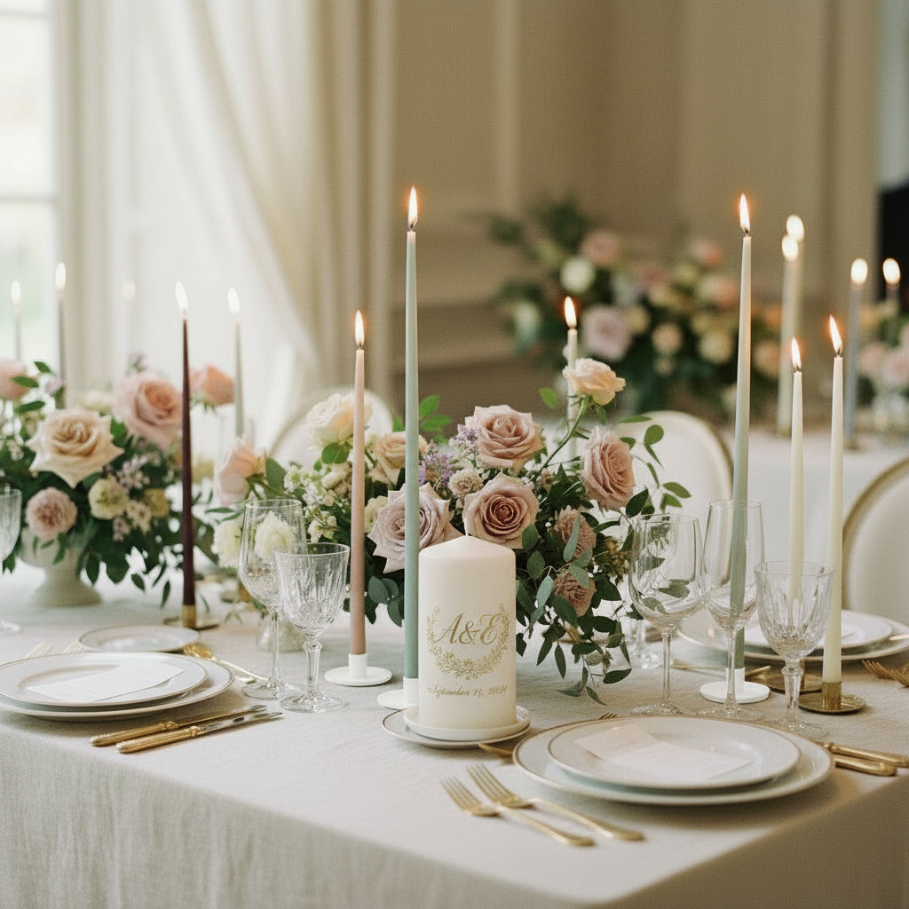 Celebration-Fibi-skinny-candles_wedding table-flowers