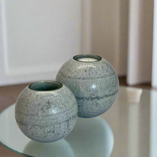 Crystal wax ball candle with an inbuilt glass holder to place a tealight or flameless LED tealight