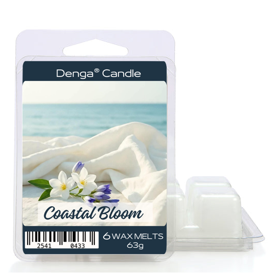 Denga Candle Coastal Bloom wax melts packaging on a white background