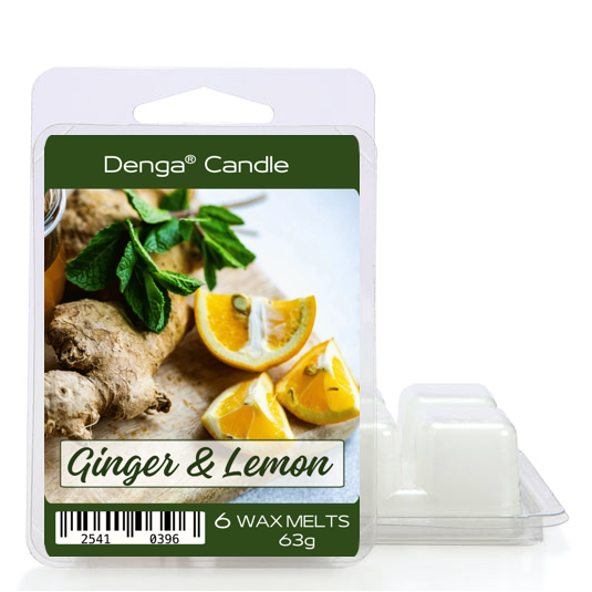 Denga Candle Ginger & Lemon wax melt package on a white background