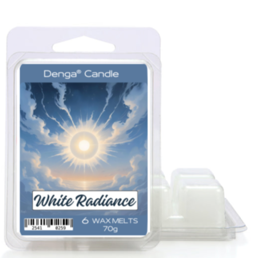 Denga Candle White Radiance wax melts packaging on a white background