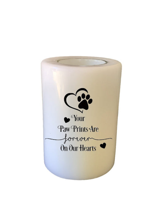 Everlasting Candle - printed: "Pawprints forever.."