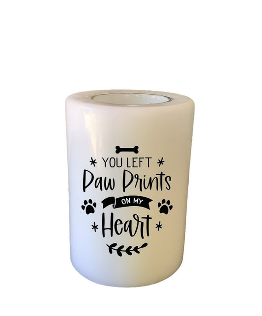 Everlasting Candle - printed: "Pawprints left on heart"