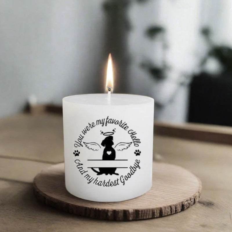 Printed Candle: "Pet-loss message"