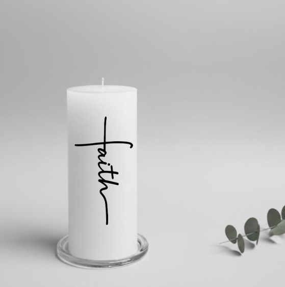 white-pillar-8x19cm-faith-on glass plate