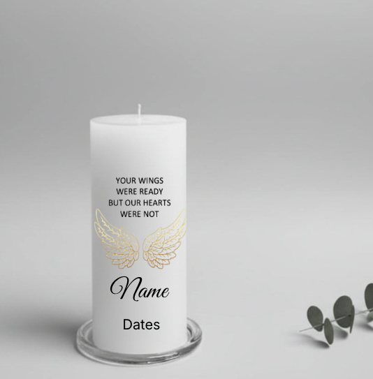 Flattop-pillar-candle-8x19cm-your wings were ready-customise