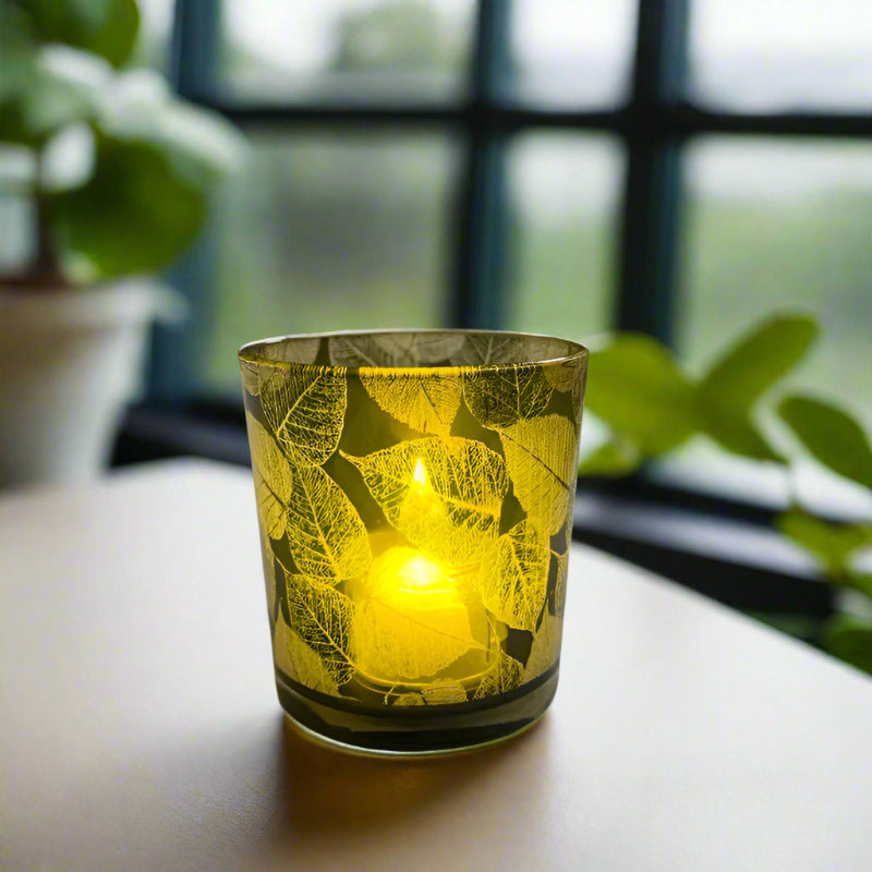 Glass-with-tealight-leaves-decor-7x8cm