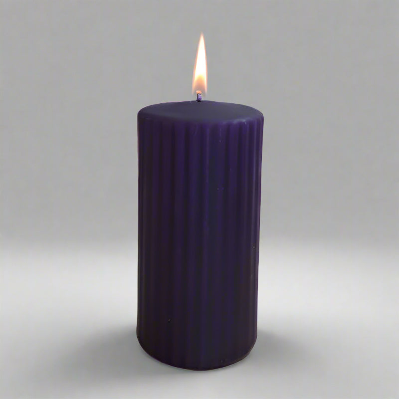 Grooved-pillar-candle-6x12-Purple