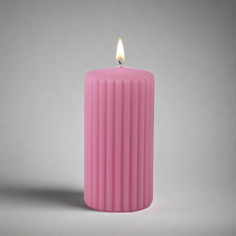 Grooved-pillar-candle-6x12-antique-rose