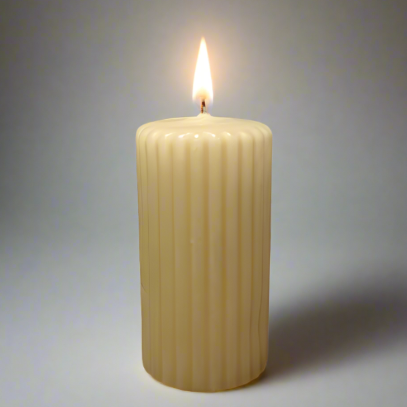 Grooved-pillar-candle-6x12-honey