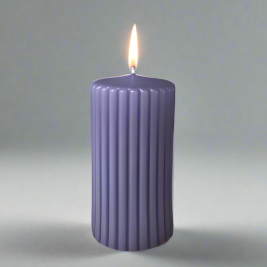 Grooved-pillar-candle-6x12-lavender