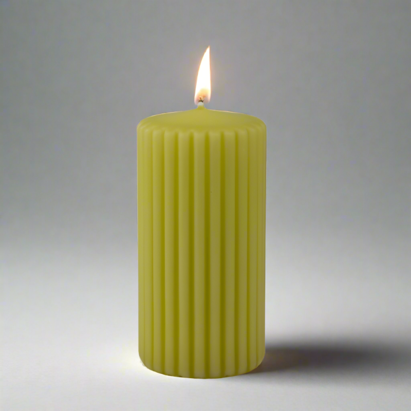 Grooved-pillar-candle-6x12-lime