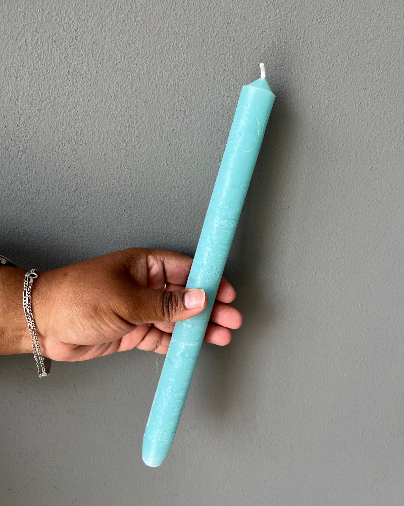 Lisa-rustic-dinner-candle-29cm-turquoise