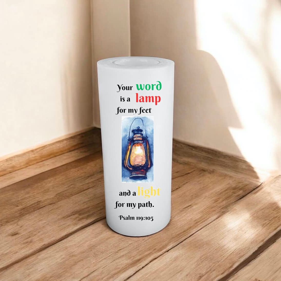 Printed Candle 8x19cm - "Your Word"