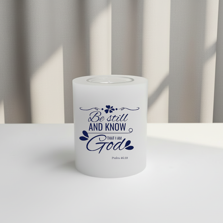 Printed Candle 8x10cm - "Psalm 46:10"