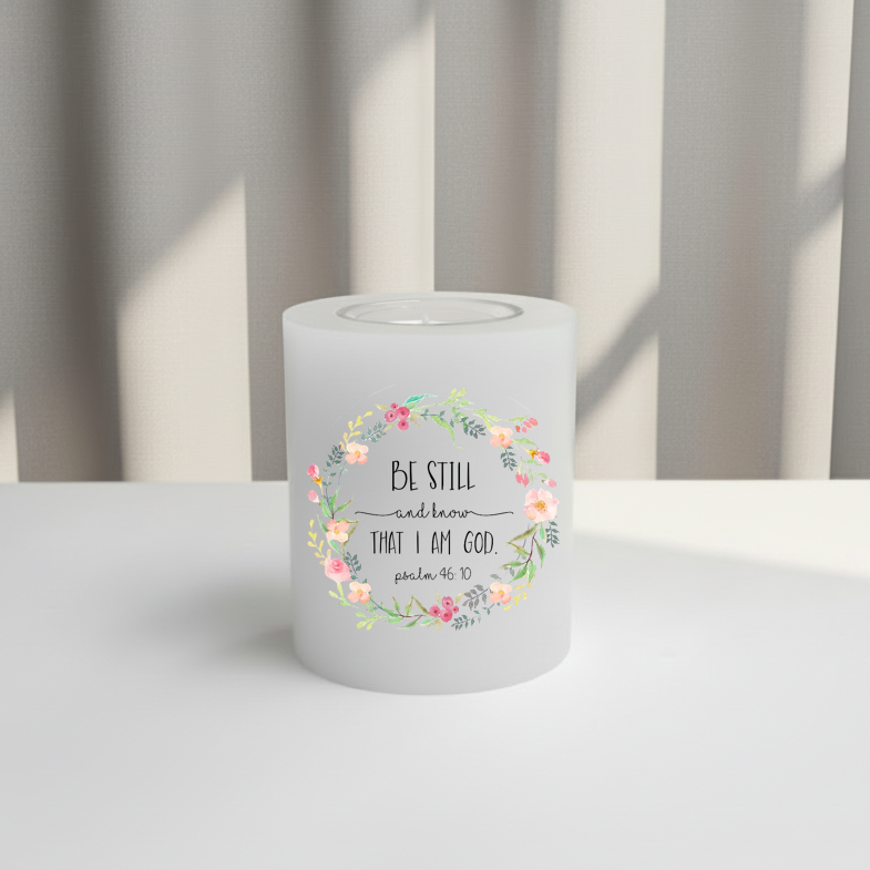 Printed Candle 8x10cm - "Be Still"
