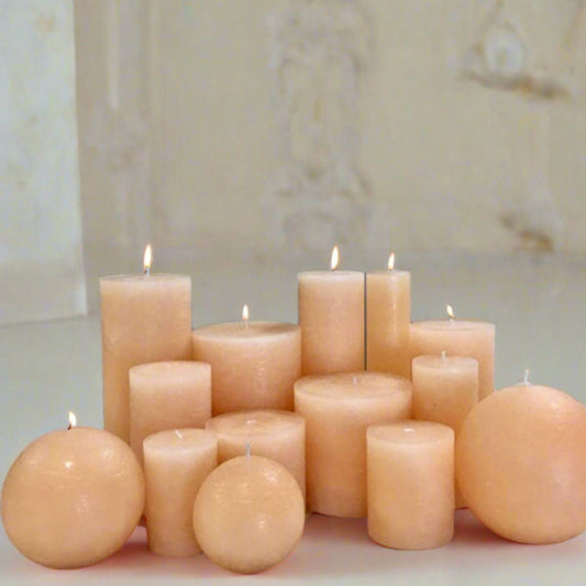 Long-burning, non-drip rustic Denga best quality candles in salmon