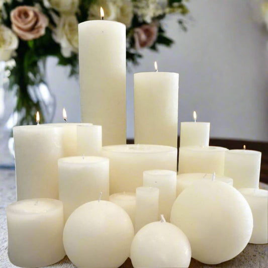 Long-burning, non-drip rustic Denga best quality candles in ivory