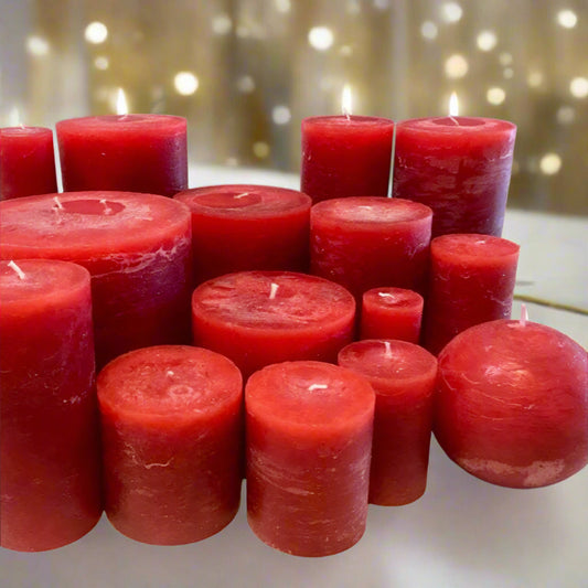 Long-burning, non-drip rustic Denga best quality candles in red