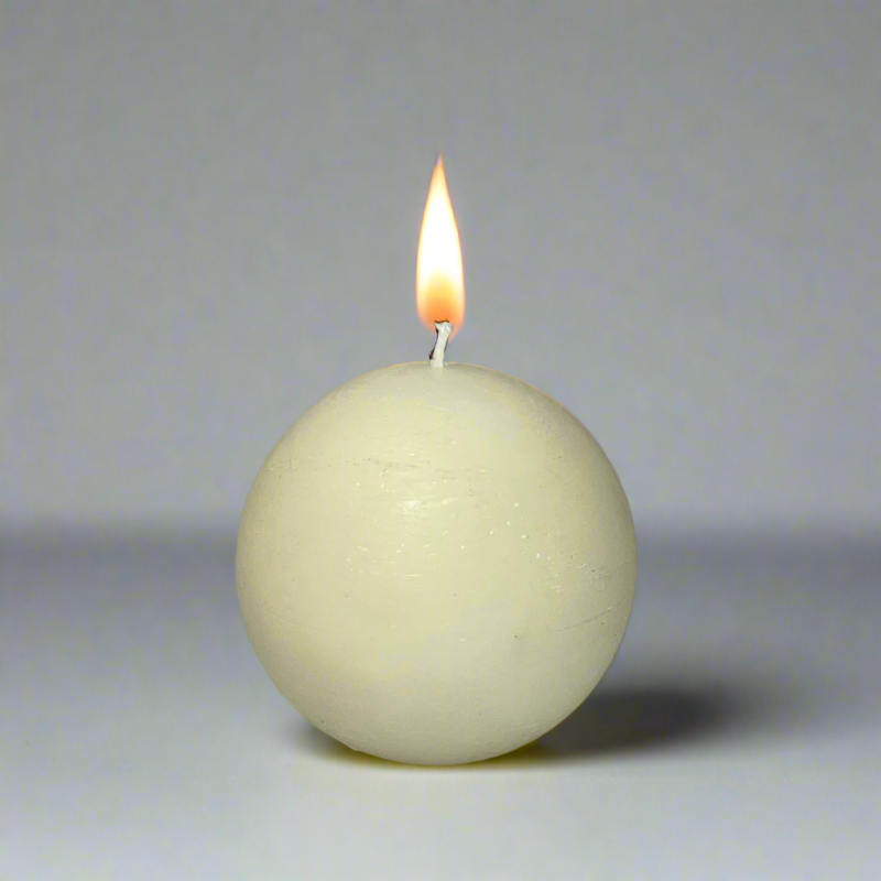 Rustic-ball-candle-12cm-Ivory