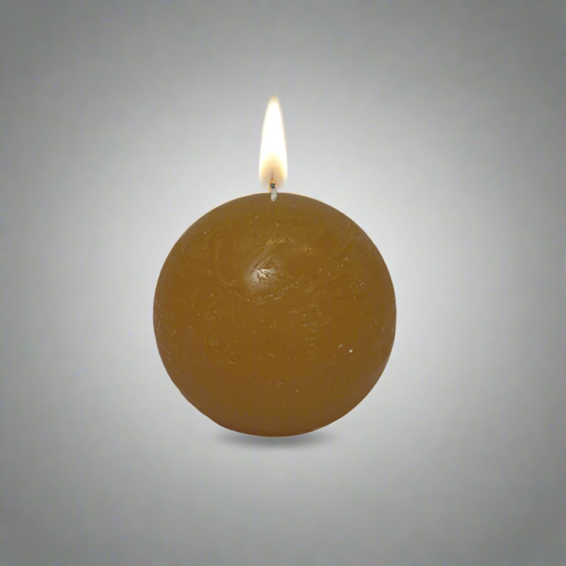 Rustic-ball-candle-Amber_10cm