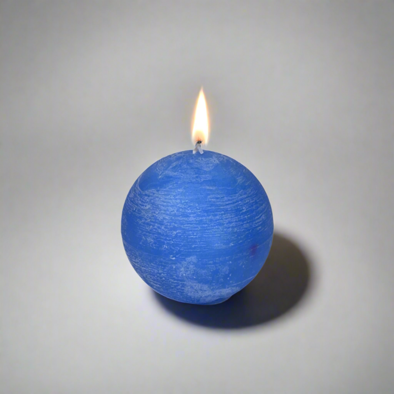 Rustic-ball-candle-Blue-8cm