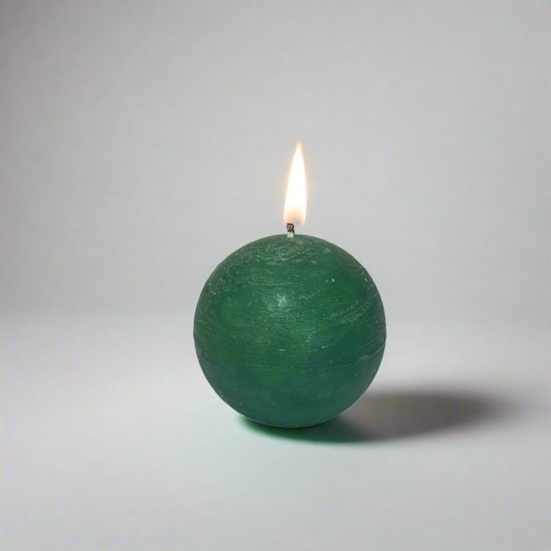 Rustic-ball-candle-Dark-green-8cm