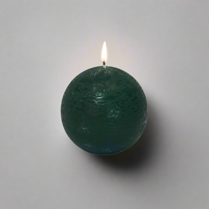 Rustic-ball-candle-Dark-green_10cm