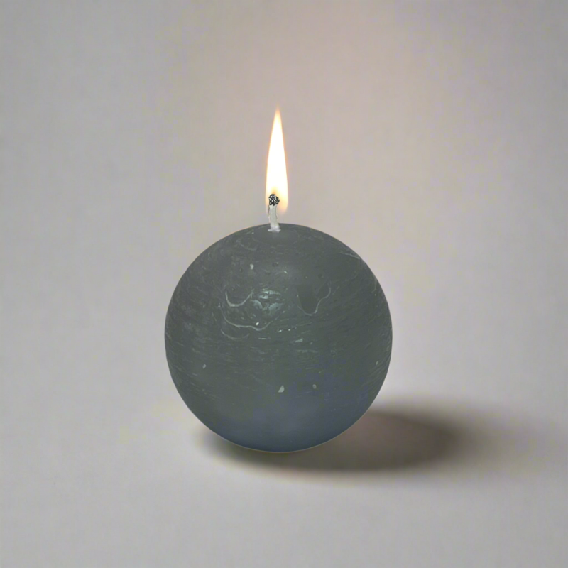 Rustic-ball-candle-Grey-10cm