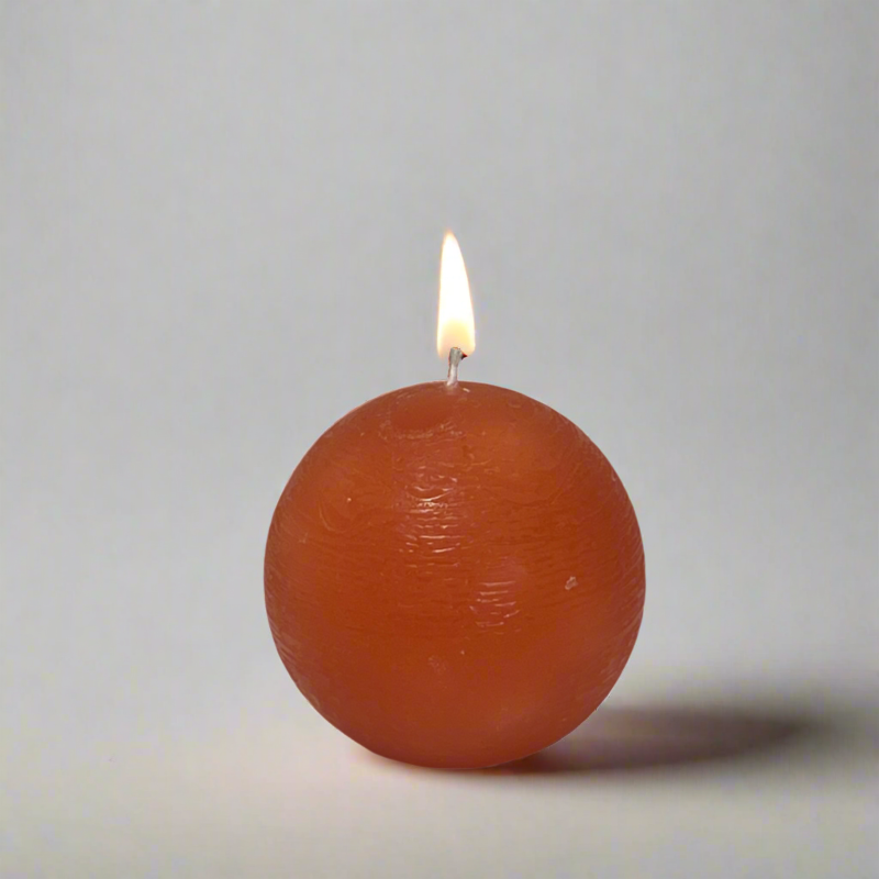 Rustic-ball-candle-Orange-10cm