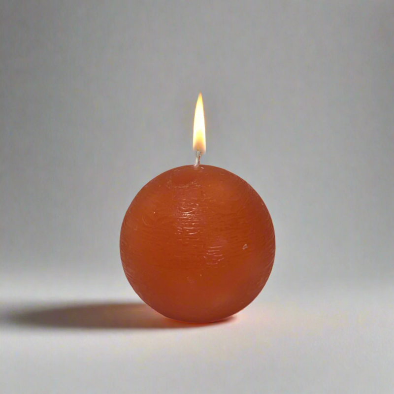 Rustic-ball-candle-Orange-8cm