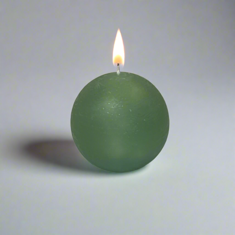 Rustic-ball-candle-Sage_10cm