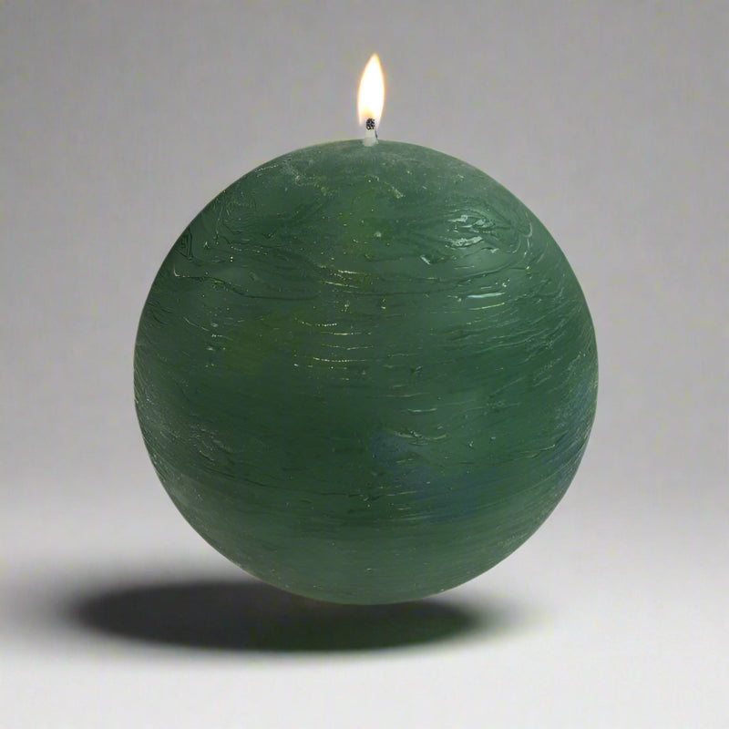 Rustic-ball-candle-darkgreen-12cm