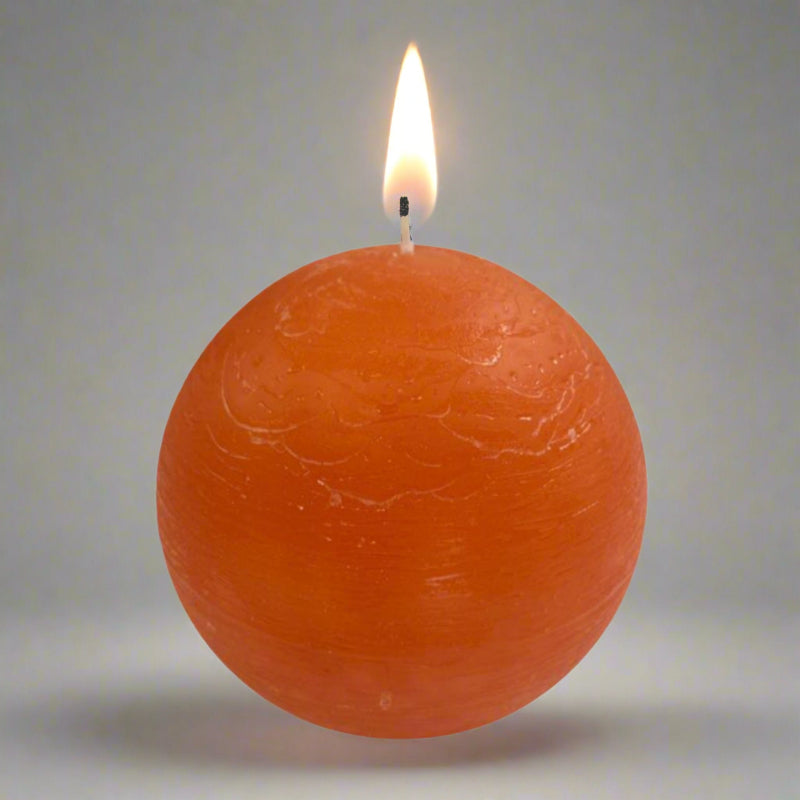 Rustic-ball-candle-orange-12cm