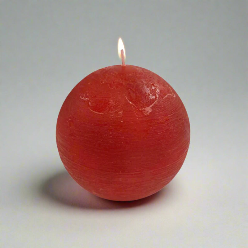 Rustic-ball-candle-red-12cm