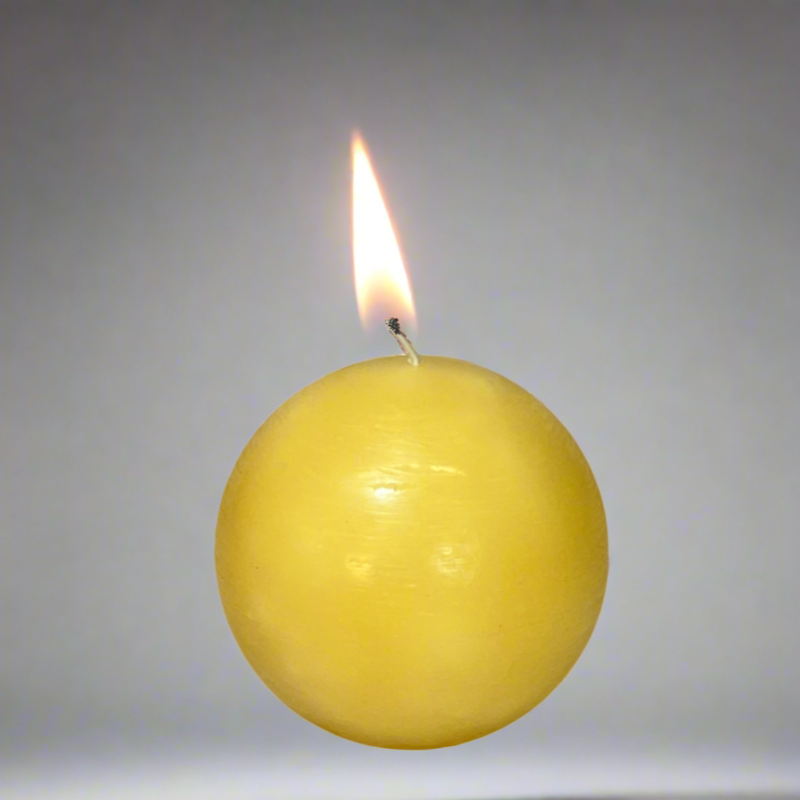 Rustic-ball-candle-yellow-10cm