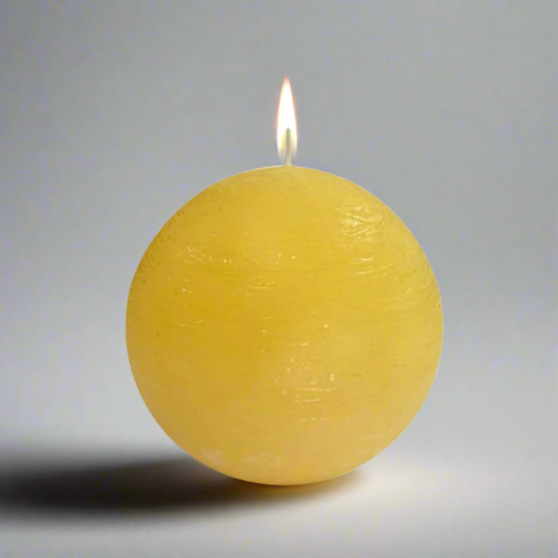 Rustic-ball-candle-yellow-12cm