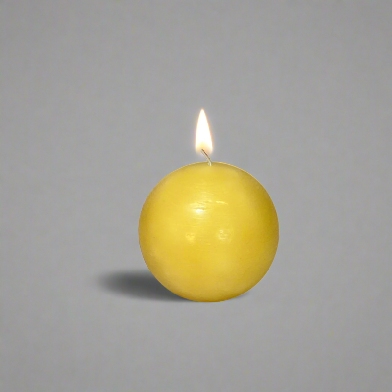 Rustic-ball-candle-yellow-8cm