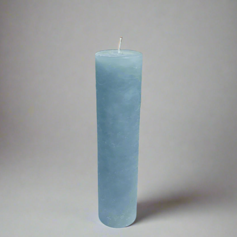 Rustic-pillar-candle-4.5x19-Aqua-blue