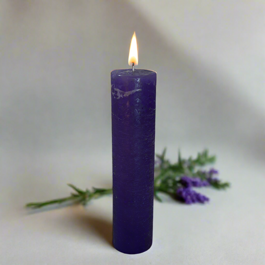 Rustic-pillar-candle-4.5x19-Lavendar-purple