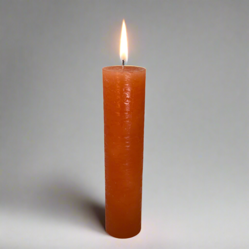 Rustic-pillar-candle-4.5x19-Orange