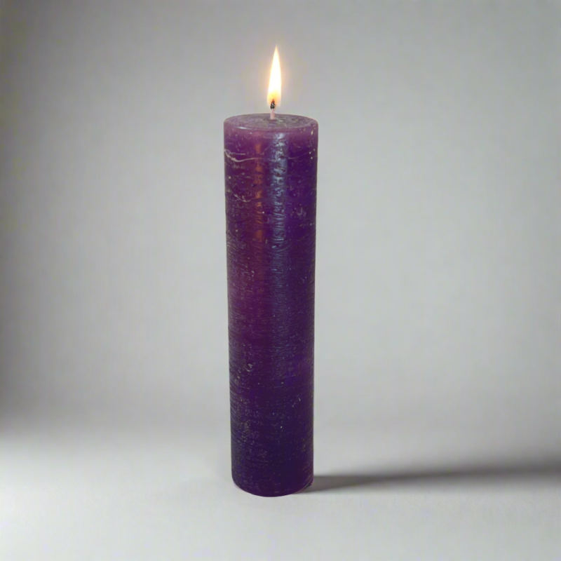Rustic-pillar-candle-4.5x19-Plum
