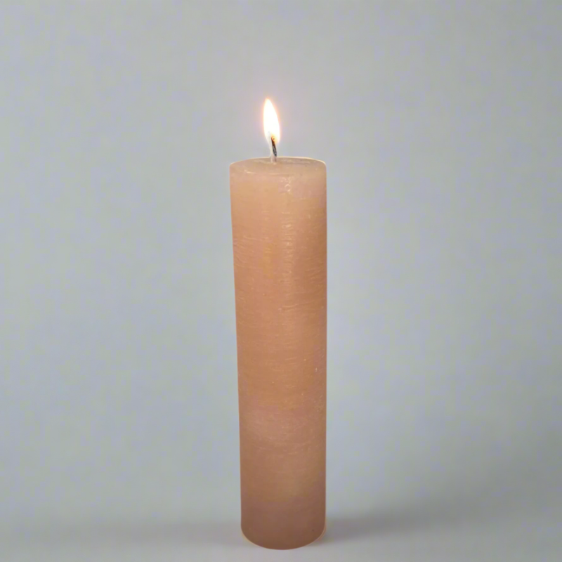 Rustic-pillar-candle-4.5x19-Salmon