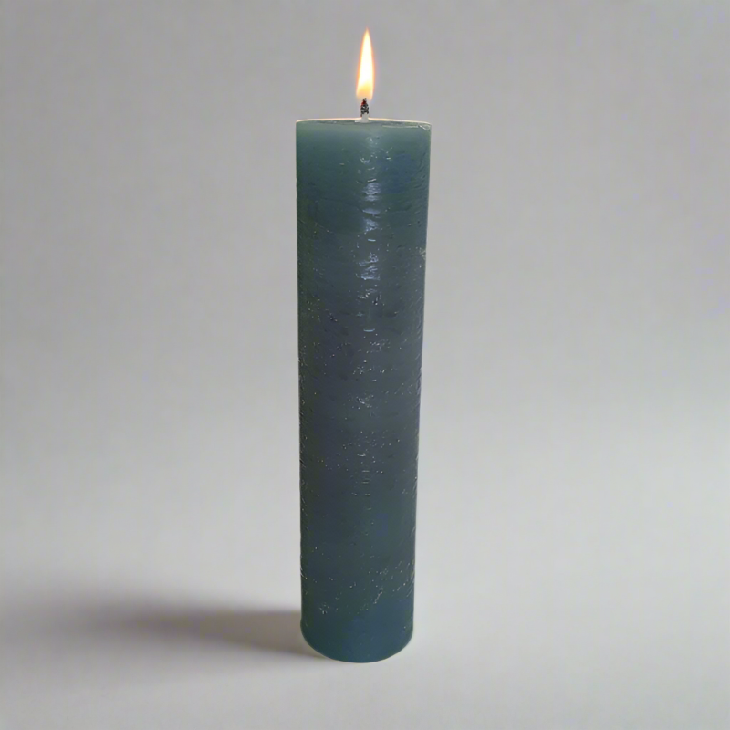 Rustic-pillar-candle-4.5x19-Teal