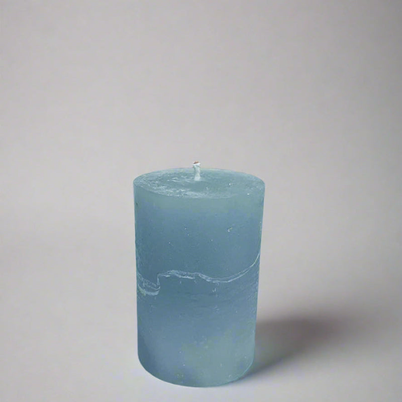 Rustic-pillar-candle-5.5x8-Aqua-blue
