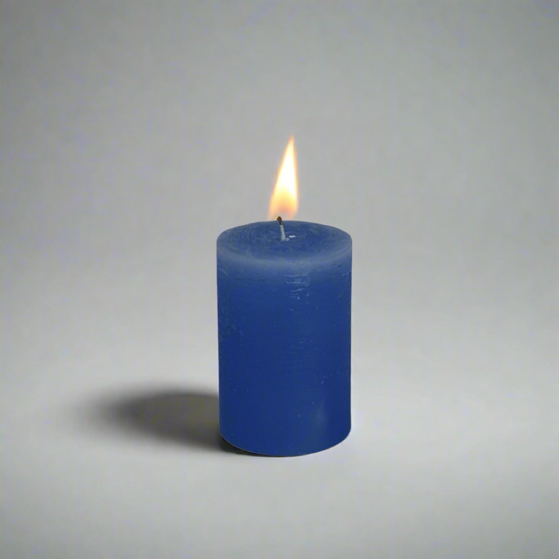 Rustic-pillar-candle-5.5x8-Blue