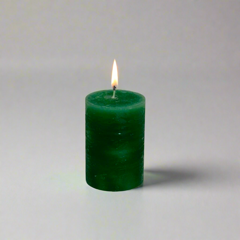 Rustic-pillar-candle-5.5x8-Dark-green